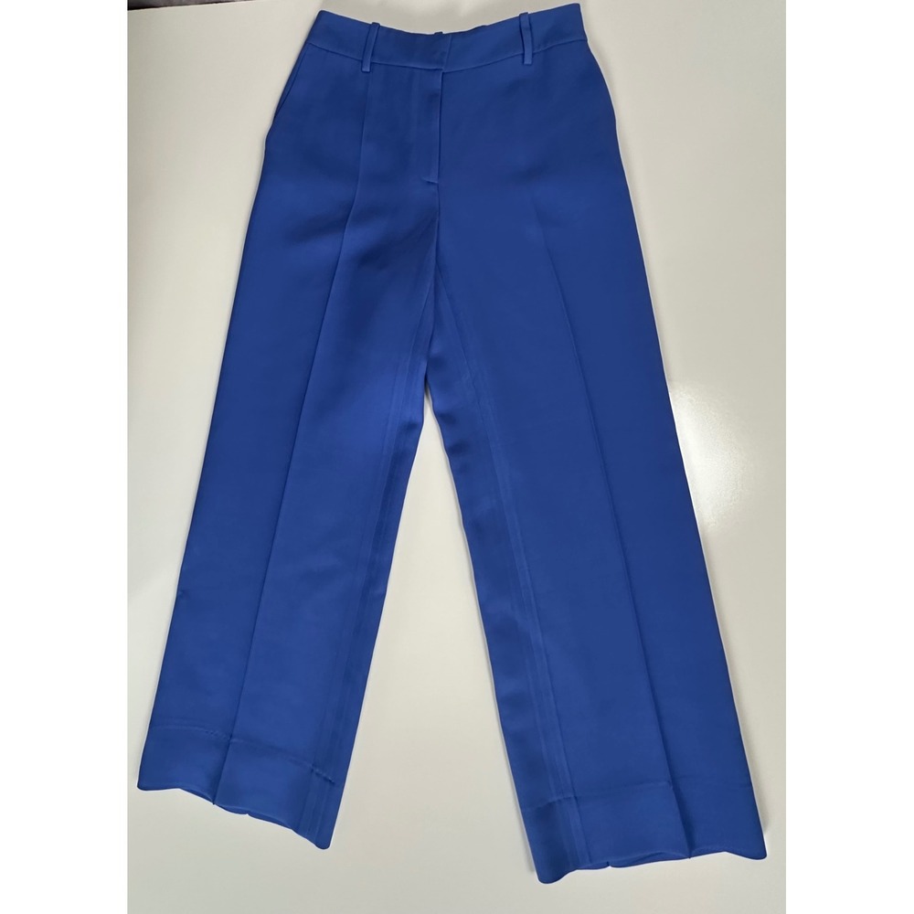 Lafayette 148 New York Royal Blue Wide Leg Trousers High Rise Dress Pants Size 4